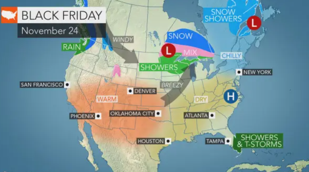 Increasing clouds for Black Friday