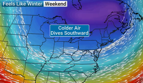 Cooler day leads to showers on Thanksgiving