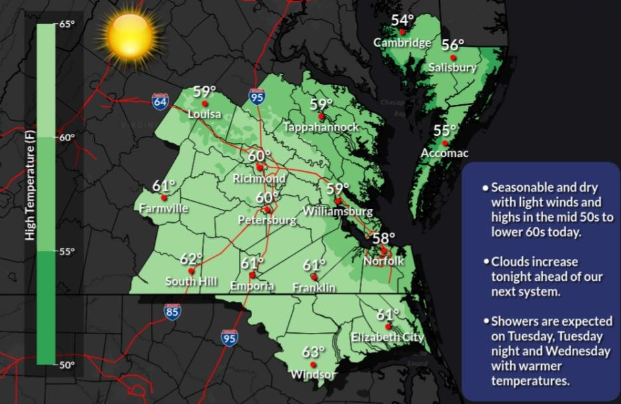 Week of travel begins with mostly sunny skies