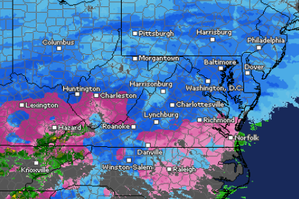 Snow arrives on schedule